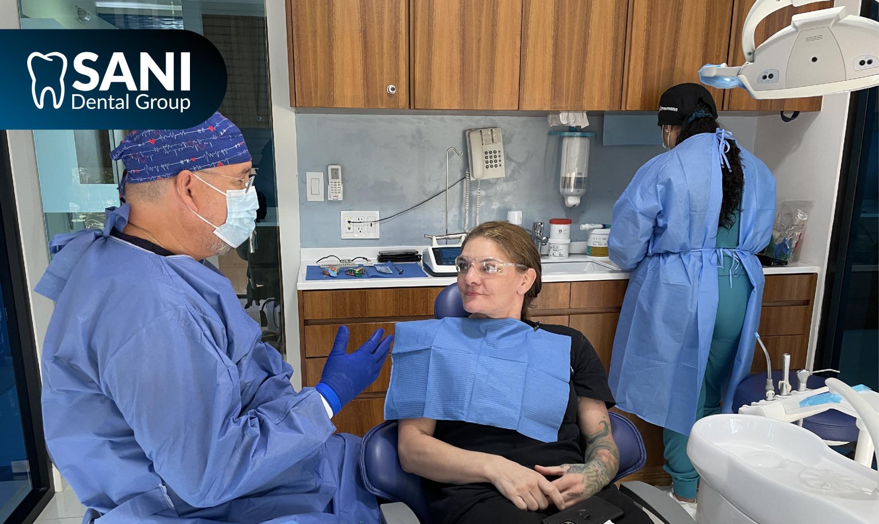 Best english speaking dentist in mexico talking to American patient in Sani Dental Group Playa del Carmen
