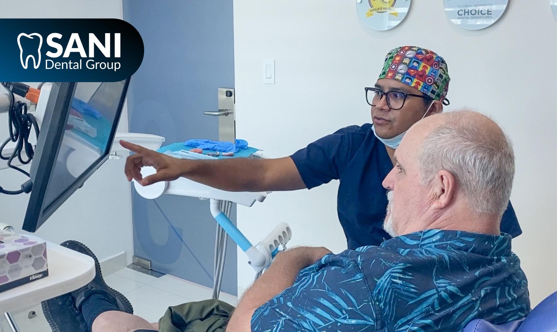 American patient getting dental implants at top english speaking dental clinic in Mexico