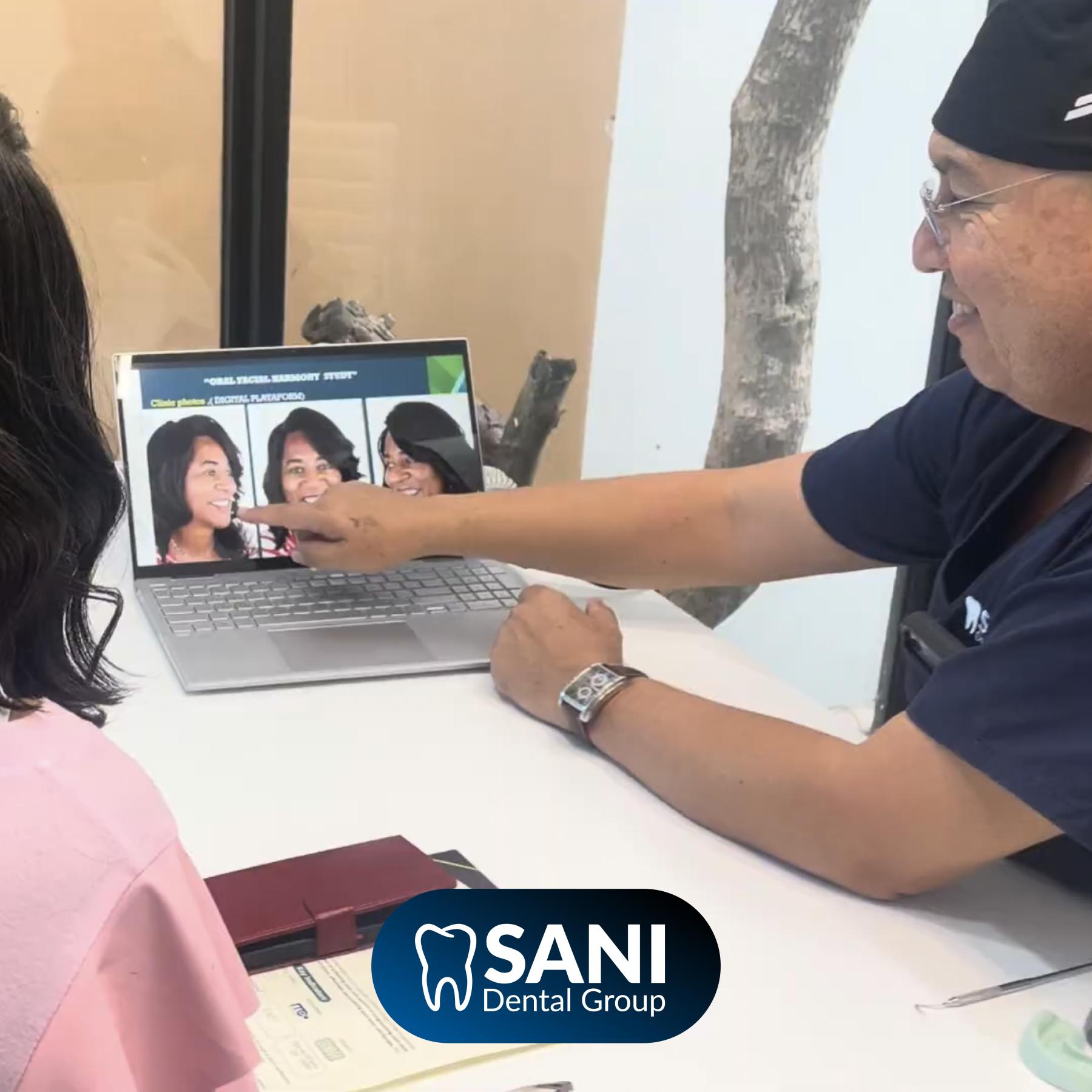 dentist showing digital smile design preview to patient in Mexico